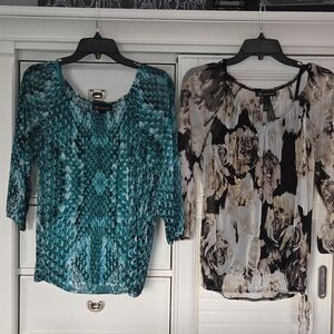 INC International Concepts Teal and Beige Blouses